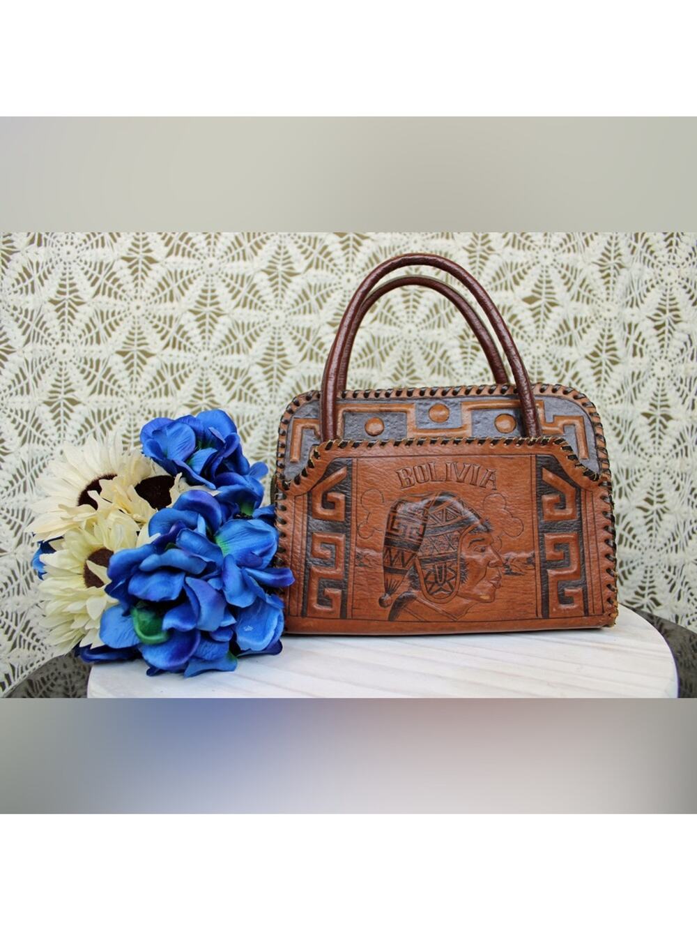 Hand-tooled Leather Bolivia Handbag